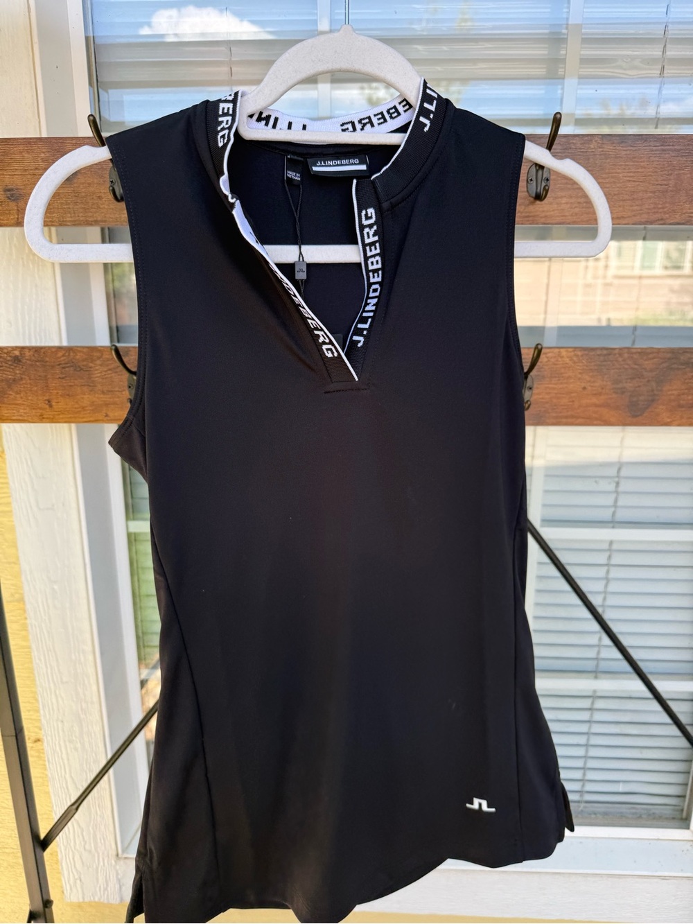 J.Lindeberg Black Sleeveless Golf Tank with Branded Trim